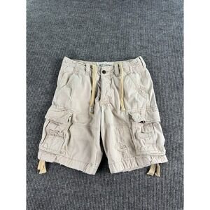 Abercrombie & Fitch Cargo Shorts Men 33 Beige Button Fly Paratrooper Drawstring